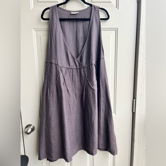 Homefrocks 100% Linen Boho Lagenlook Minimalist mauve gray Dress – Size Medium - Picture 1 of 7